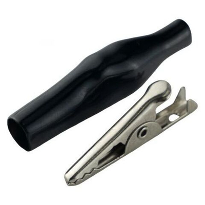 Зажим крокодил для проводов изолированный 27мм (Черный) - 10шт