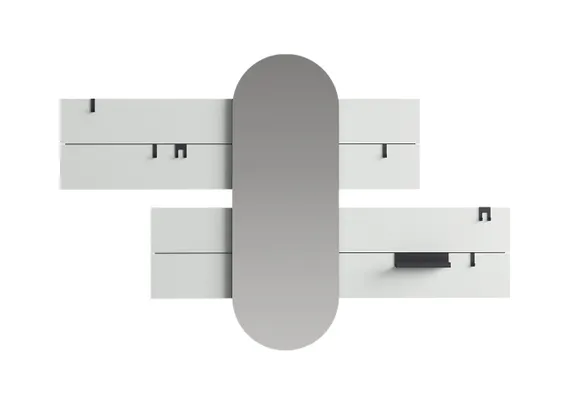 Вешалка Stripe L горизонтальная с зеркалом 60*160 см (светло-серый)