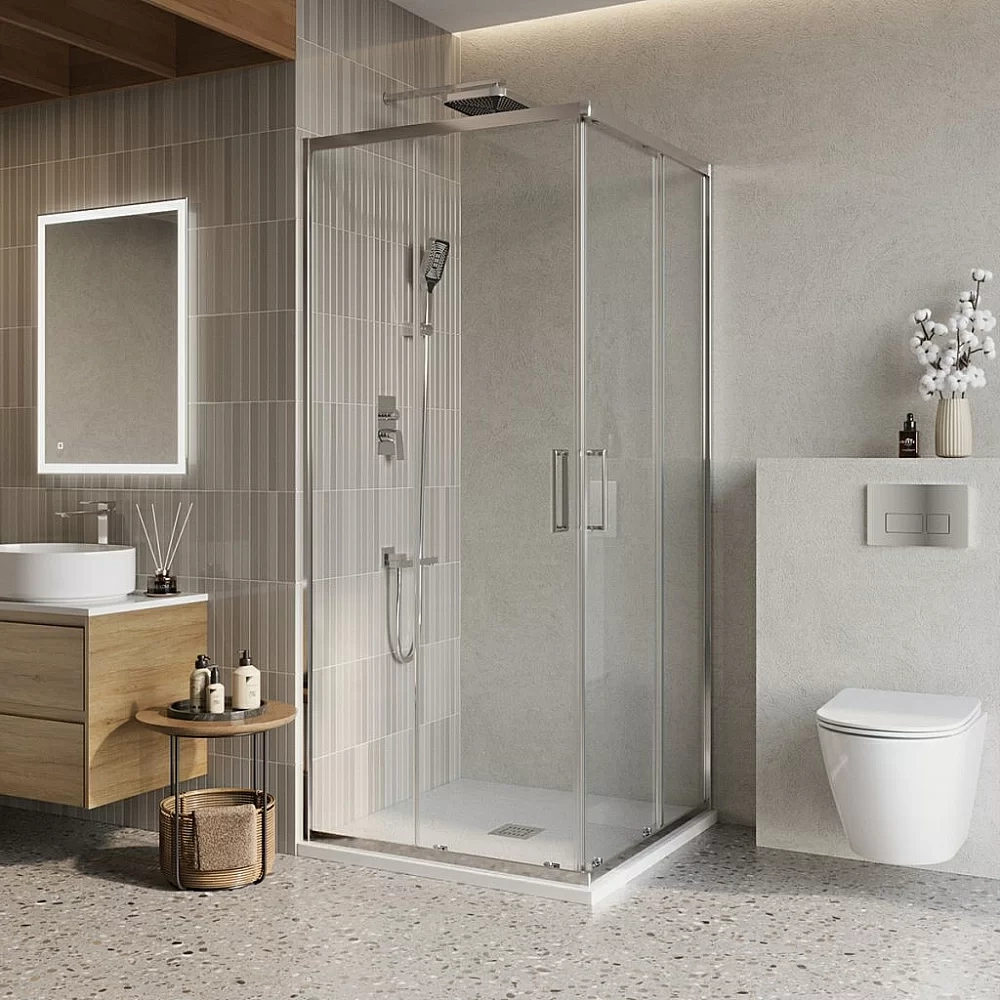Душевой уголок BelBagno LUCE-A-2 80х80 стекло прозрачное/профиль хром