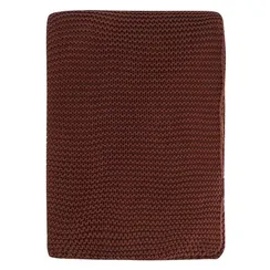 Плед из хлопка жемчужной вязки коричневого цвета из коллекции essential, 130x180 см