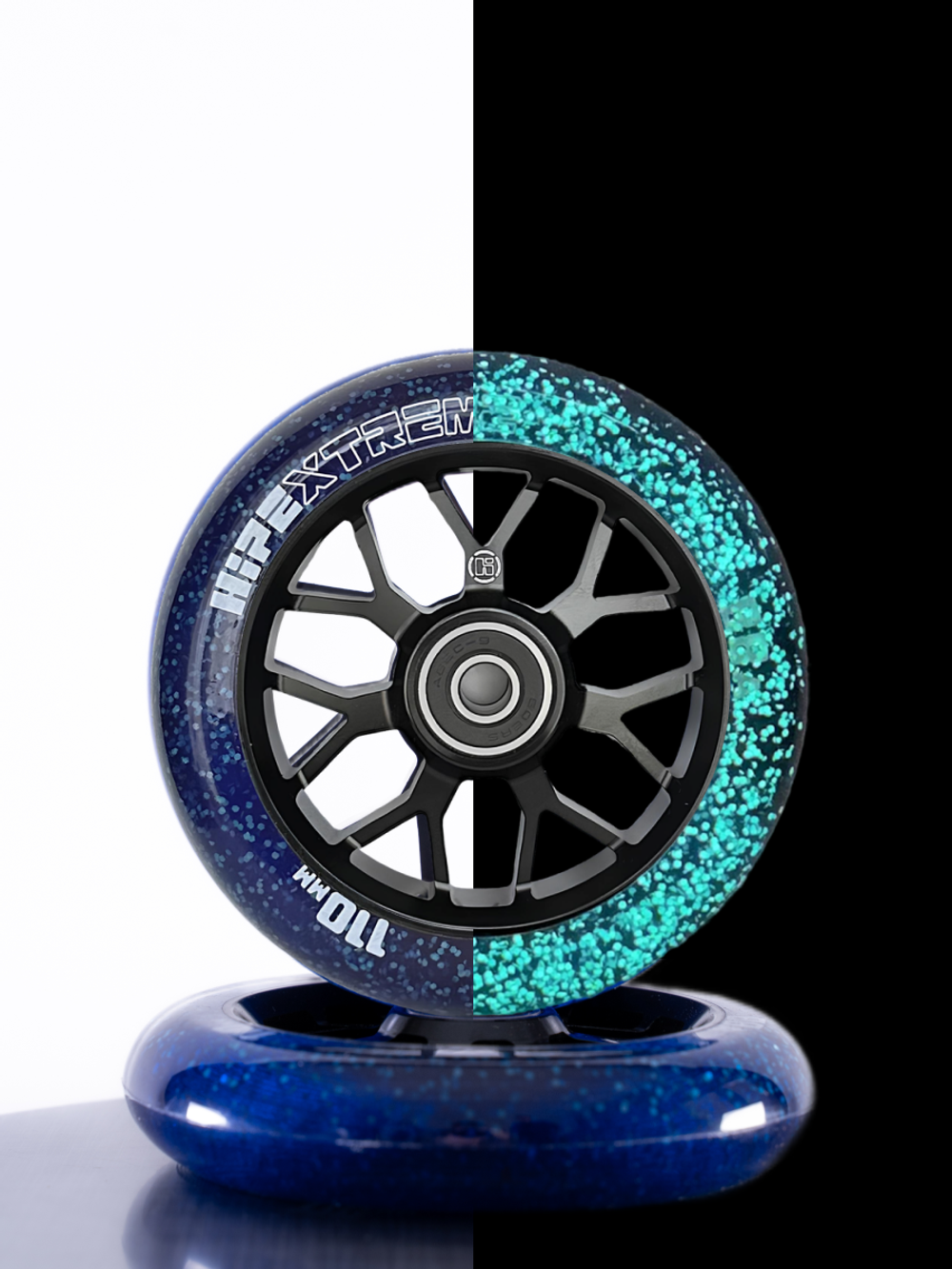 Набор колес HIPExtreme Neon Flakes 110*24 мм, чёрный/синий