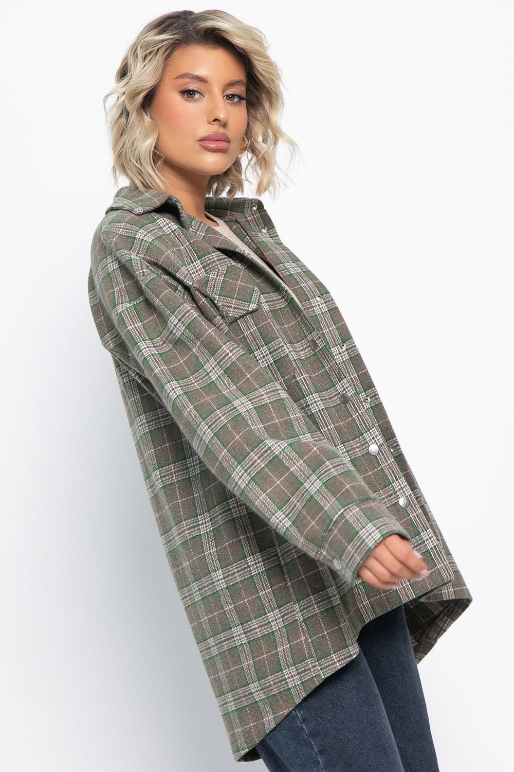 Пальто-рубашка Хармони (зелено-коричневая) Б15040-5М LT Collection