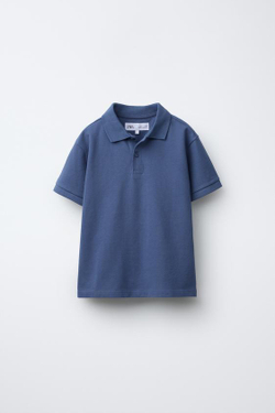 ZARA БАЗОВОЕ ПОЛО, ВЫЦВЕТШИЙ СИНИЙ