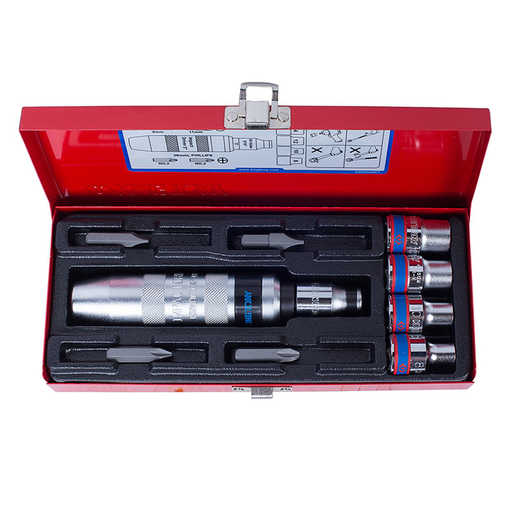 Ударная отвертка 1/2&quot; с принадлежностями, 10 предметов KING TONY 4505MR