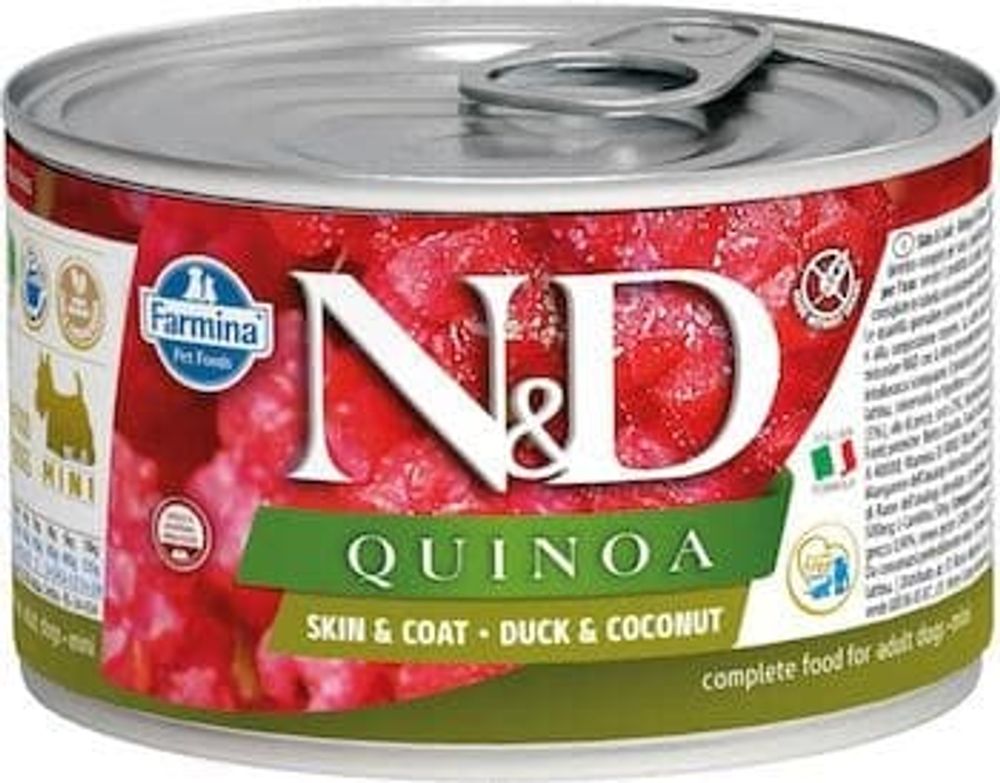 Влажный диетический корм N&amp;D Quinoa Skin&amp;Coat для собак мелких пород с уткой и кокосом 140г