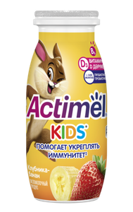 Напиток Actimel Kids кисломолочный клубника-банан, 95 г