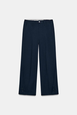 ZARA БРЮКИ В ПОЛОСКУ С ПУГОВИЦАМИ — ZW COLLECTION, МОРСКОЙ СИНИЙ