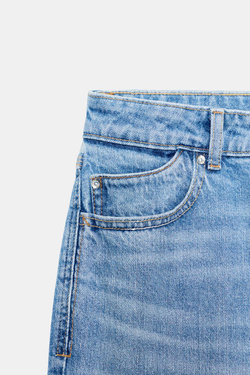 ZARA ДЖИНСЫ Z1975 MOM FIT С ВЫСОКОЙ ПОСАДКОЙ, ВЫЦВЕТШИЙ СИНИЙ
