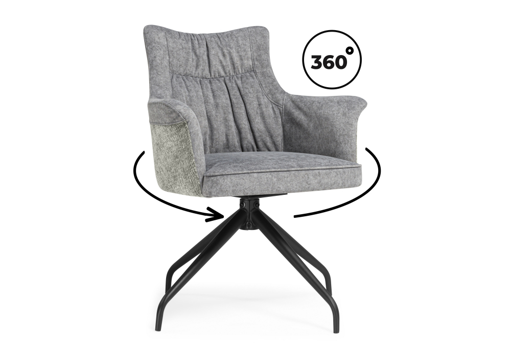 Стул на металлокаркасе Woodville Kaser 360 крутящийся grey, black, ножки черные