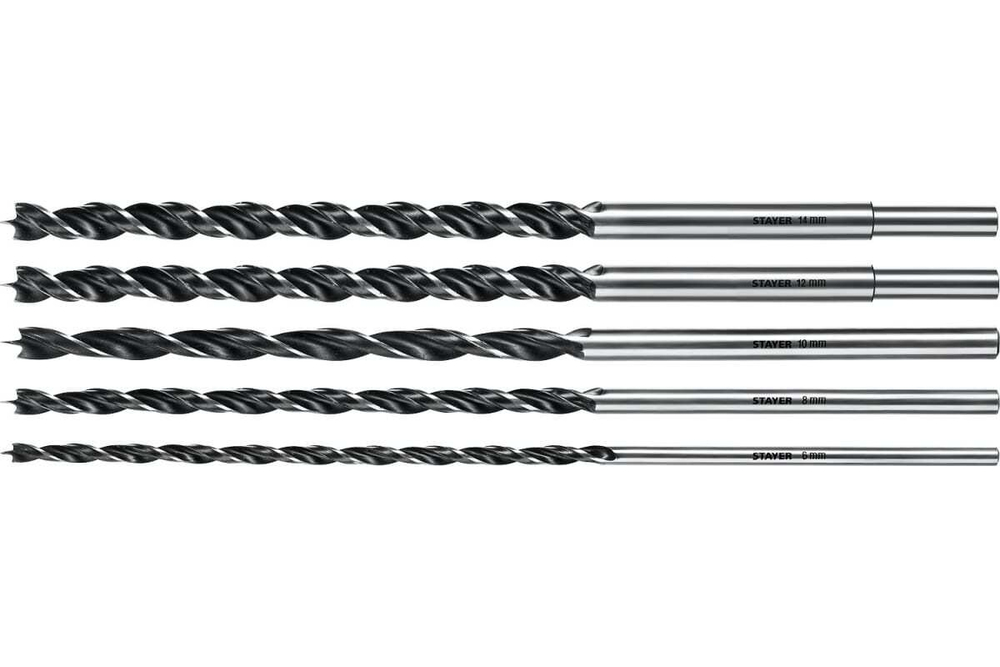 Набор сверл спиральных по дереву STAYER Maxdrill (5 шт; 6-8-10-12-14x300 мм) 2943-300-H5_z01