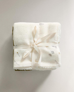ZARA HOME ДЕТСКИЕ МУСЛИНОВЫЕ ПОЛОТЕНЦА (3 ШТ.), ЭКРЮ
