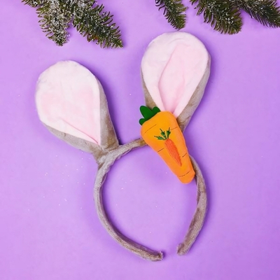 Ободок карнавальный "Зайчик с морковкой" (Серпантин)