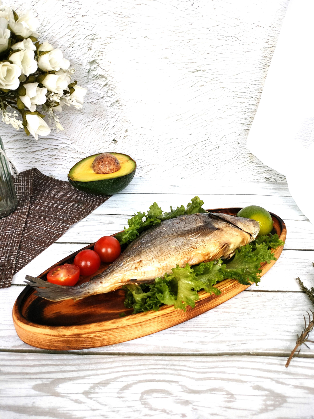 Поднос деревянный овальный сервировочный