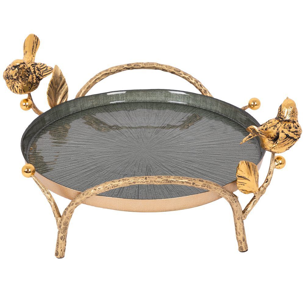 Фруктовница-конфетница Терра (поднос) Бронза Зеленый