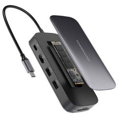 Хаб Powerology USB-C Hub & SSD Drive 256GB PD 100W (PWSDHB256) Gray