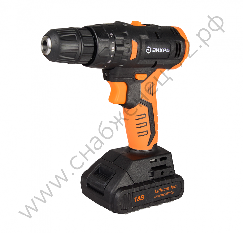 Дрель-шуруповерт аккумуляторная Вихрь ДА-18Л-2К/Б (бесщеточный двигатель)