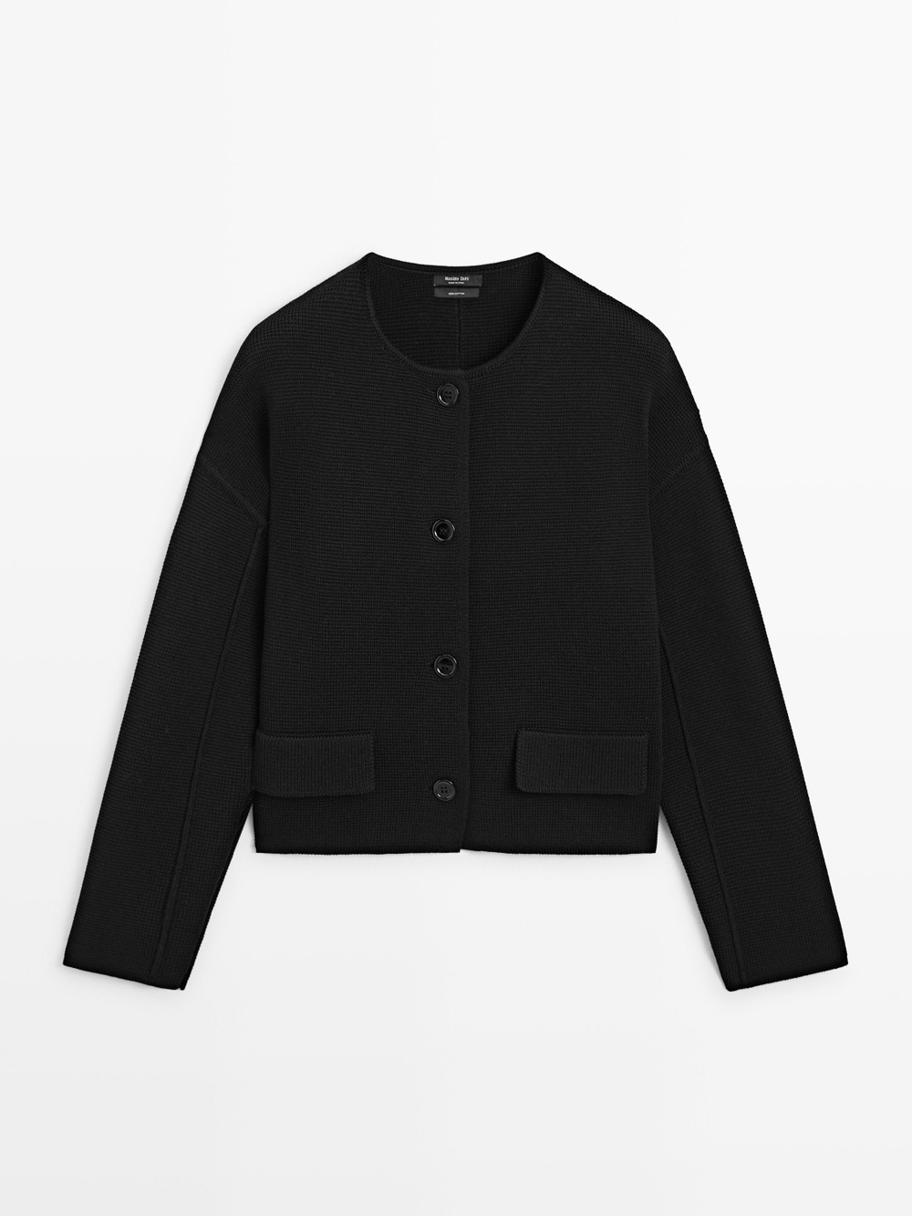 Massimo Dutti Вязаный кардиган из хлопка, черный