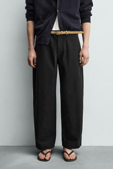 ZARA БРЮКИ BALLOON FIT, ЧЕРНЫЙ