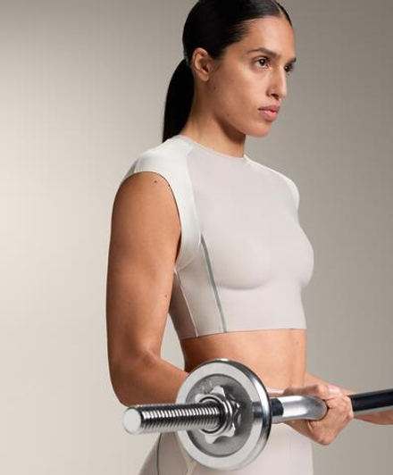 Oysho Топ Compressive светоотражающий, темно-серый