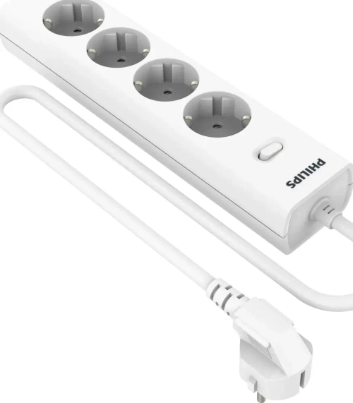 Philips сетевой фильтр 4 Розетки, кабель - 3M белый