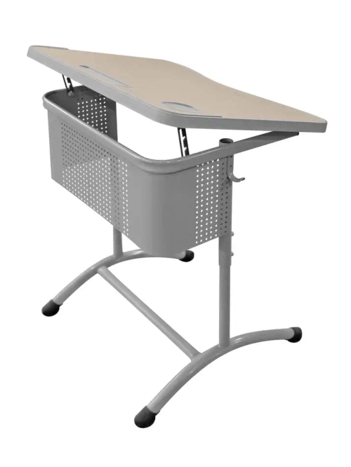 Школьный стол с наклонной столешницей ШСТ55 столешница МДФ с литой бесшовной кромкой, экран колокольчик, круглая труба