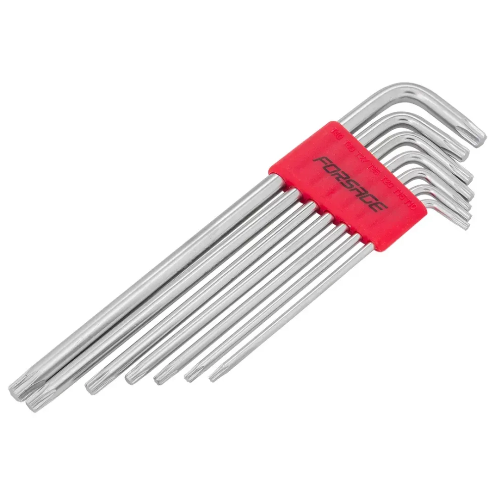 Набор ключей TORX Г-образных экстра длинных 7пр.(Т10,Т15,Т20,Т25,Т27,Т30,Т40) в пластиковом держателе Forsage F-5071XL
