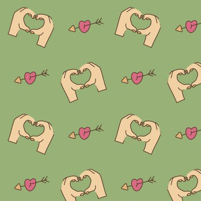 Руки в ретро стиле делают сердечко, стрелы