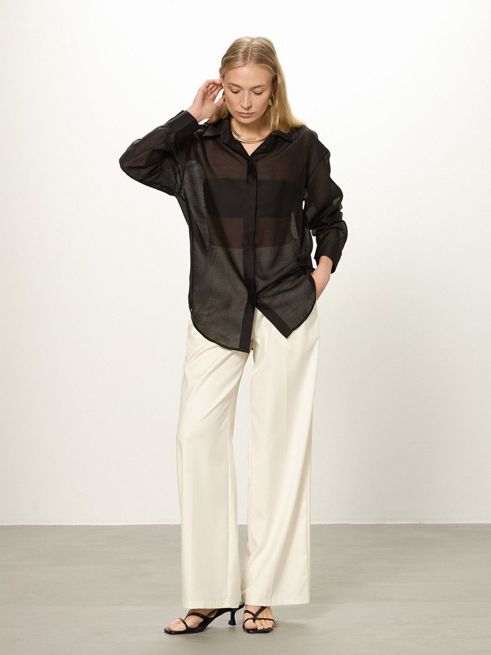 Рубашка Хельсинки черный шифон