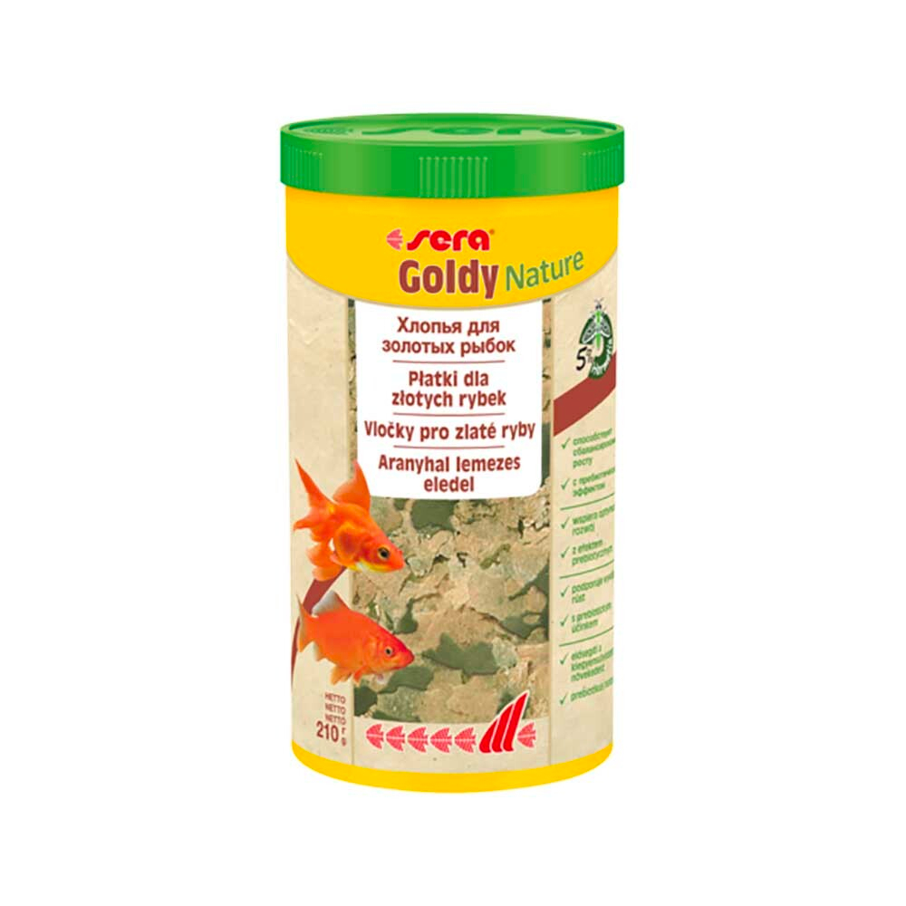 Sera Goldy Nature - основной корм для золотых рыб (хлопья)