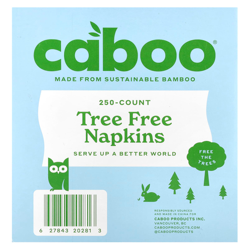 Caboo, Бамбуковые салфетки, 250 бумажных салфеток