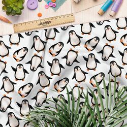 Ткань сатин пингвины