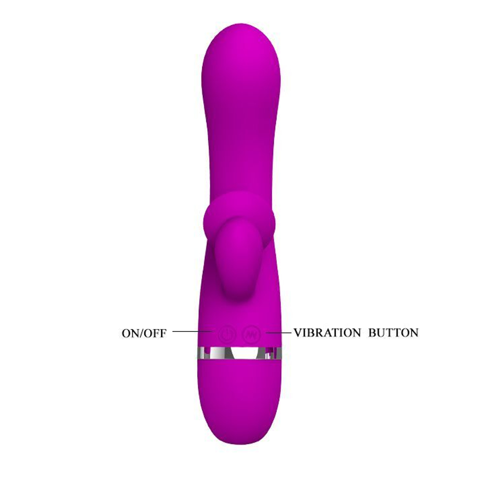 Вибратор Pretty Love Bert с клиторальным отростком - 18,8 см. (Цвет: фиолетовый)