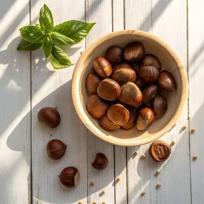 Фотография Каштаны съедобные сырые / 500 гр купить в магазине Афлора