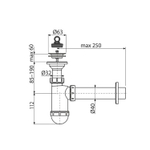 Сифон для умывальника 1 1/2*40 A41/AG210512140 с пробкой, с трубой 40*40  ALCAPLAST/Alcadrain
