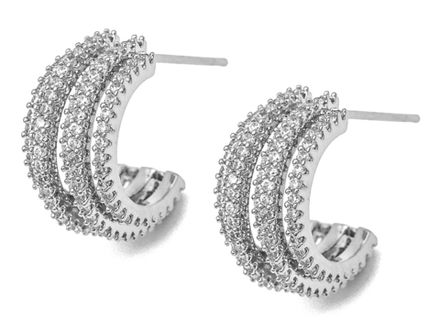 Серьги-кольца 15,5мм со стразами