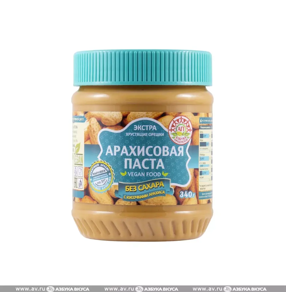 Арахисовая паста (Азбука Продуктов) с кусочками арахиса 340гр