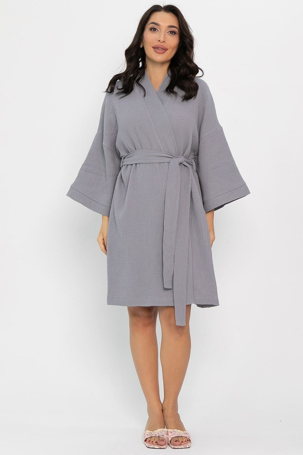 Халат-кимоно Муслин (серый) П14577-52М LT Collection