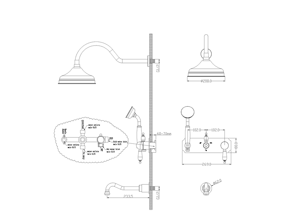 Boheme Смеситель для ванны, встроенный Medici, с прозрачным Swarovski