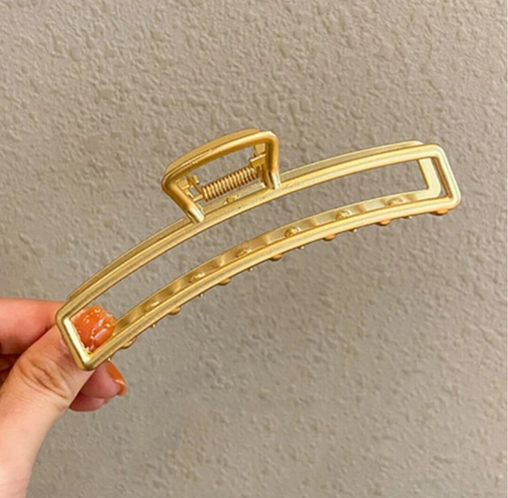 Заколка-краб для волос. 11 см. Металл. Цвет Золото. Усиленная