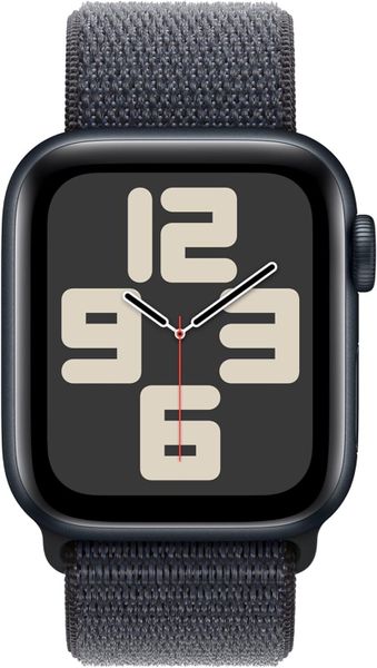 Умные часы Apple Watch SE 2024 40 мм из алюминия цвета «тёмная ночь», нейлоновый браслет темно-синего цвета