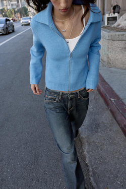 ZARА КАРДИГАН НА МОЛНИИ, СИНИЙ