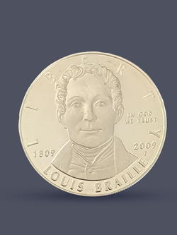 Монета 1 доллар (dollar) 2009 год "200 лет со дня рождения Луи Брайля"