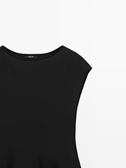 Massimo Dutti Трикотажный топ с круглым вырезом, черный