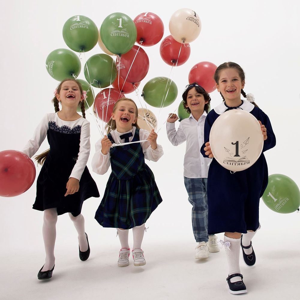 Шары «1 сентября» с надписью — красный, зелёный, бежевый  Изображение2