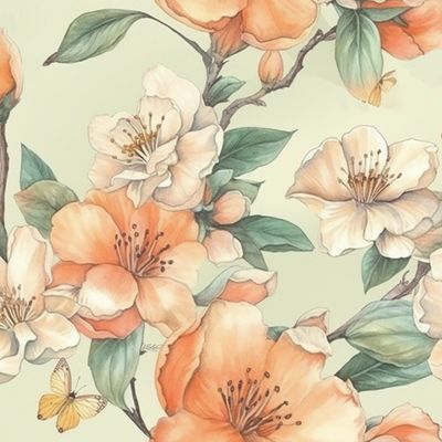 Цветы персика на светлом фоне