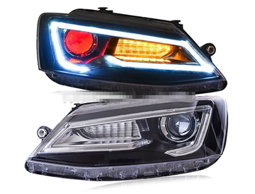 Передние фары Джетта 6 2011-2019 V12 type [Комплект Л+П; ходовые огни; биксеноновая линза Q5; электрокорректор]