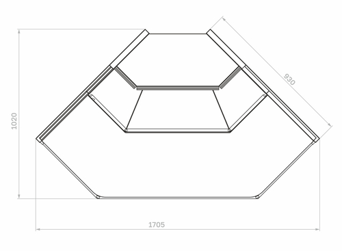 Холодильная витрина Carboma PALM 3 GC95 VV-5-1 внешний угол без боковин (версия 2.0)