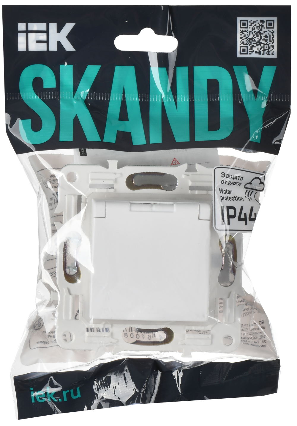 SKANDY Розетка 1-местная с заземлением с защитными шторками и крышкой 16А IP44 SK-R11W арктический белый IEK