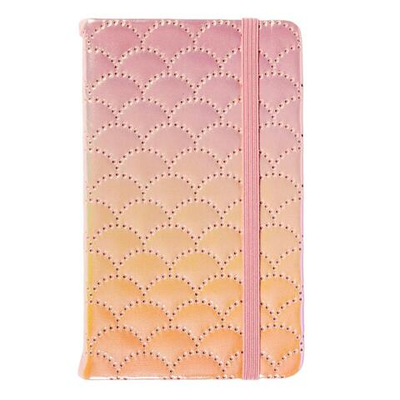 Записная книжка "Перламутр" А6 на резинке, кожзам, тиснение "чешуя", цветная резинка, 4 цвета микс,