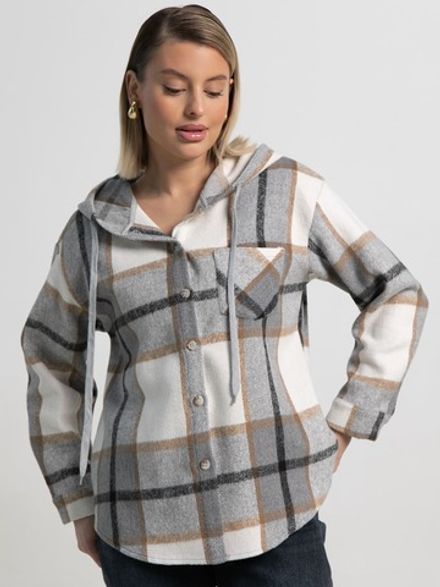 Рубашка теплая с капюшоном Олиссия (серая) Б15504-18М LT Collection